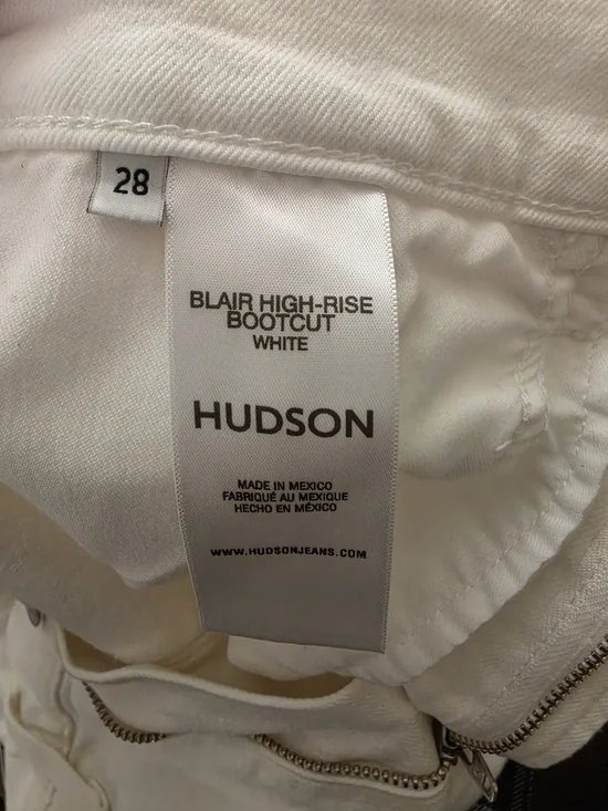 Hudson Blair High Rise Flared Jeans White Denim Pants - Picture 6 of 6